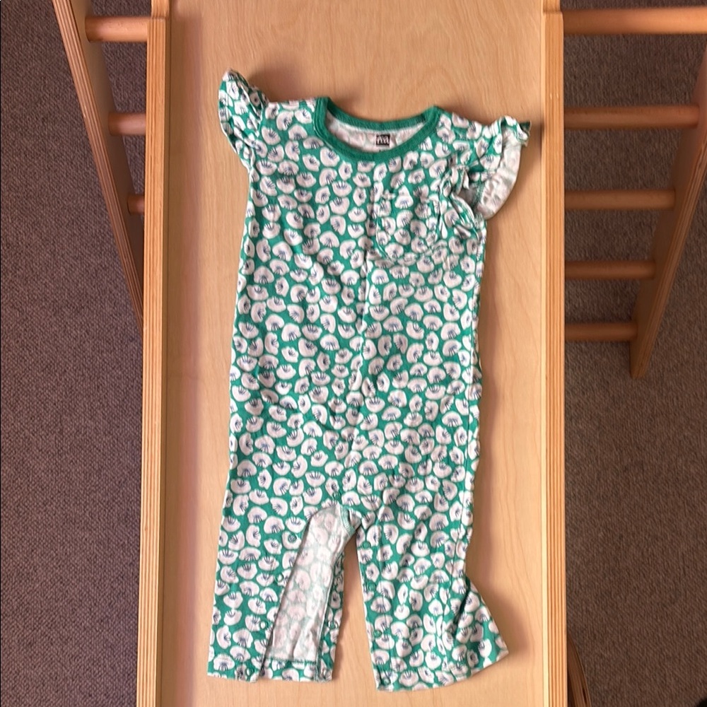 Tea Collection Green and White Baby Romper
